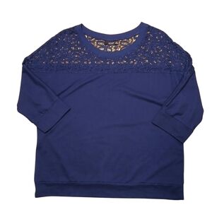 a.n.a. Navy Blue Lace Sweatshirt